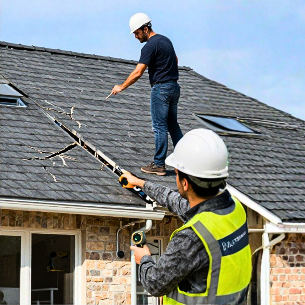 Property inspector checking the condition of a house before purchase in Spain